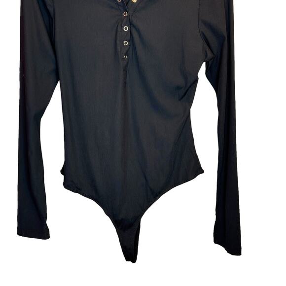 Body One Piece Body Suit Black Open Back Snap Button Large - Picture 6 of 8